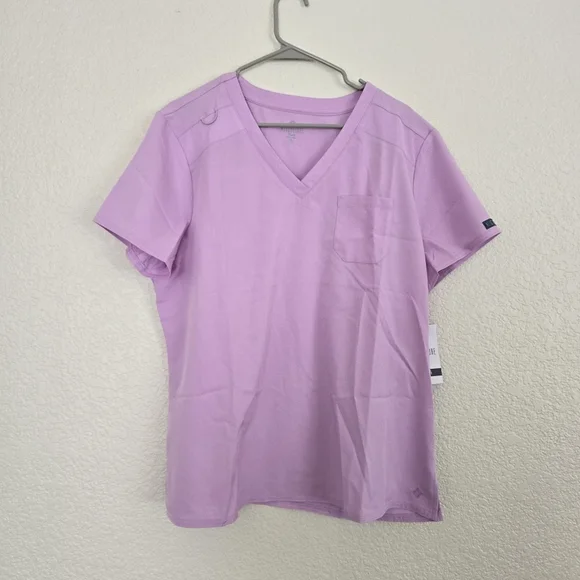 MedCouture NWT Lilac V Neck Scrub Top with Stretchy Rib Knit Shoulders XL - Picture 3 of 10